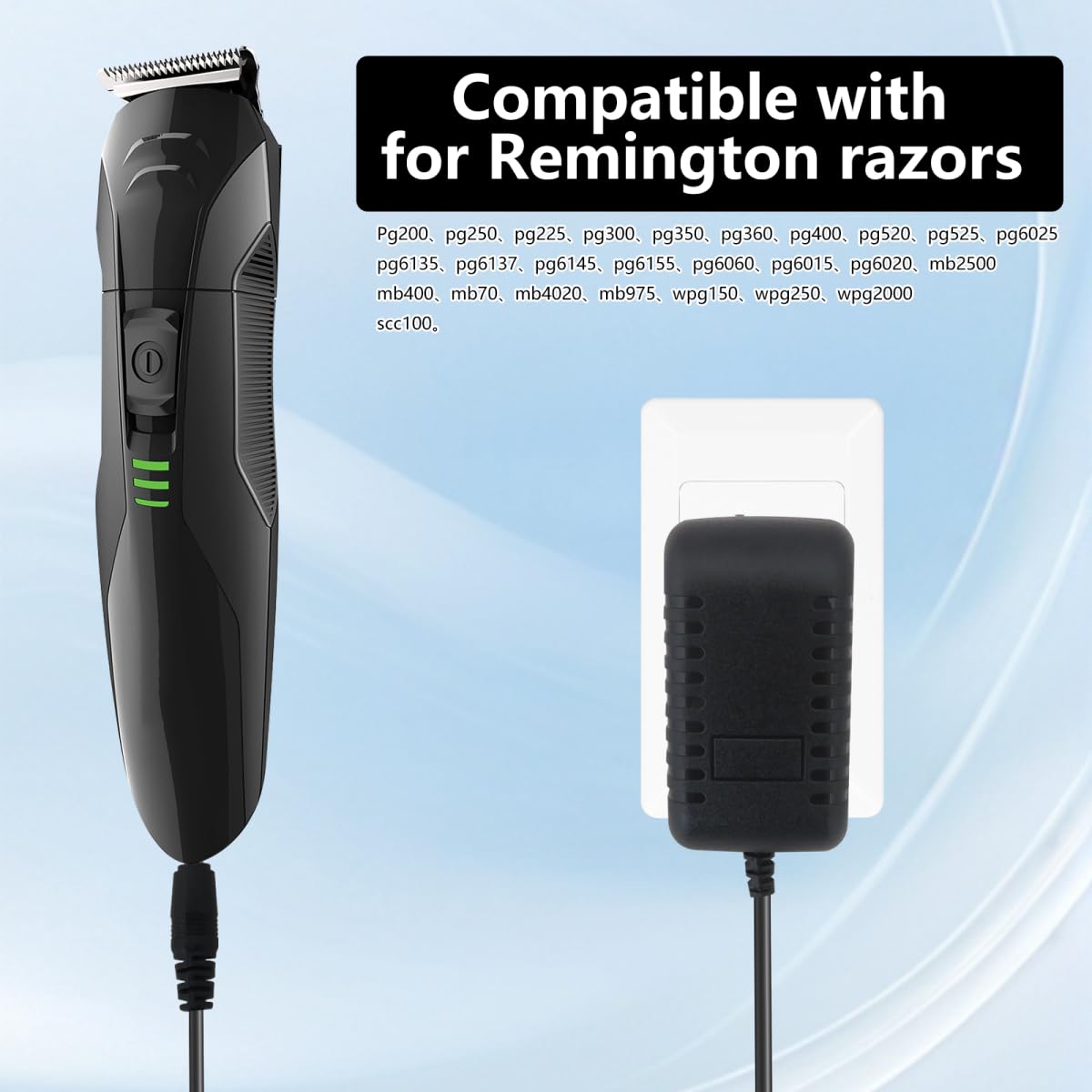 WELURE Charger Replacement for Remington Clippers AC Adapter Power Cord All-in-One Trimmer UA050035E, HK28U-3.6-100, UD-0401 for PG200, PG250