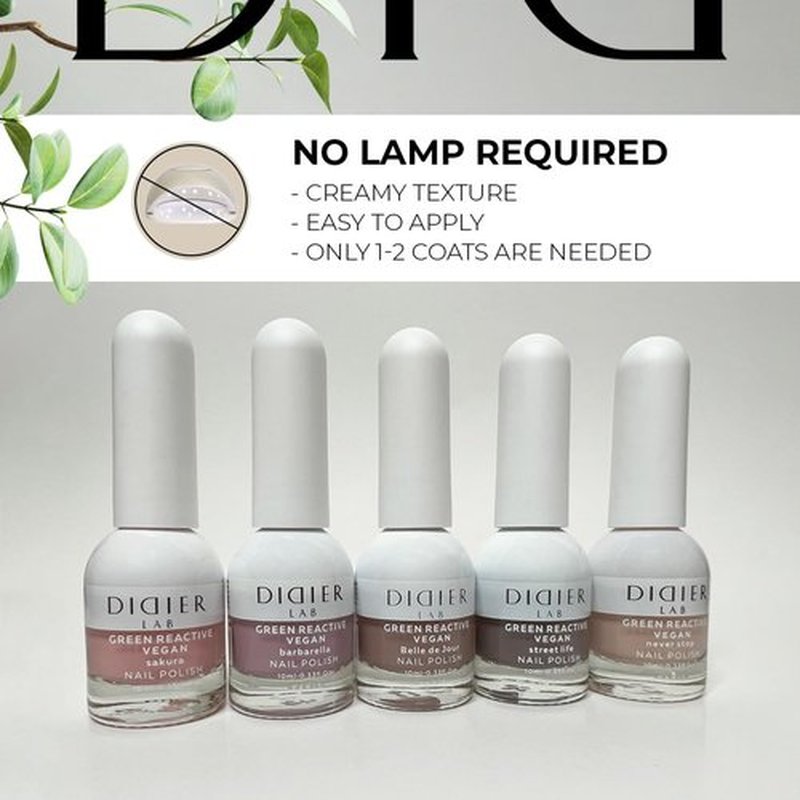 DIDIER LAB Green Reactive - Forbidden - Vegan Nail Polish Non Toxic - Long Lasting - Hema Free - Cruelty Free - Black Nail Polish - 25 Free Formula - 0.34 Fl Oz