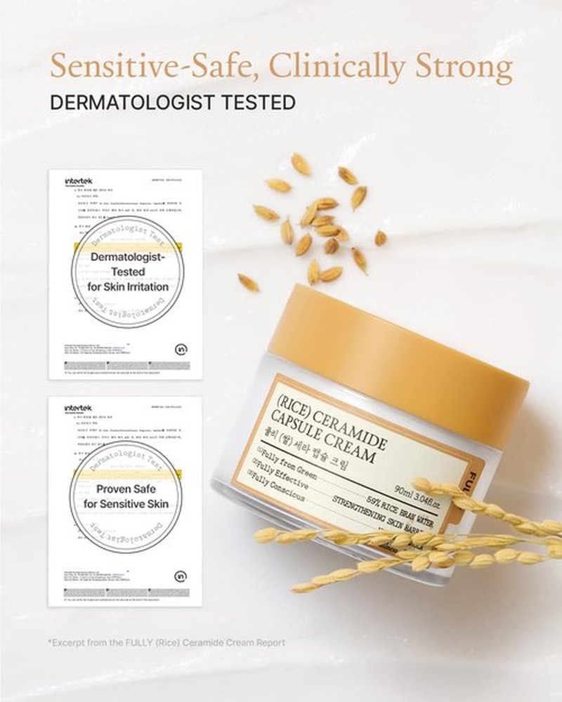 FULLY Rice Ceramide Moisturizing Cream – Deep Hydration Korean Facial Cream with Rice Bran Extract & Ceramide, Strengthens Barrier, Glowing Skin, Fragrance-Free, Vegan& Dermatologist Tested 3.04 fl.oz
