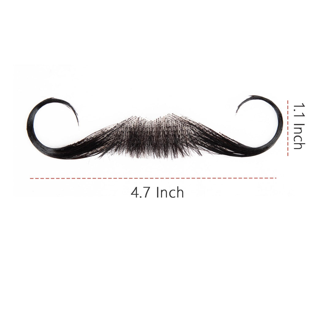 XRDDFL Fake Beard Human Hair Realistic Fake Mustache for Men, Full Hand-Tied Invisible Lace Based Fake Facial Hair Black Reusable False Goatee Beards for Halloween Cosplay Costume Party Drama