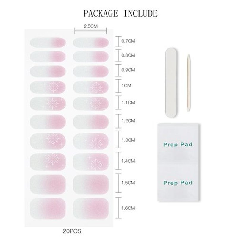 JMEOWIO Gel Nail Stickers Christmas Glitter Snowflake Semi Cured Gel Nail Strips Wraps UV/LED Nails Art Design Decoration Accessories