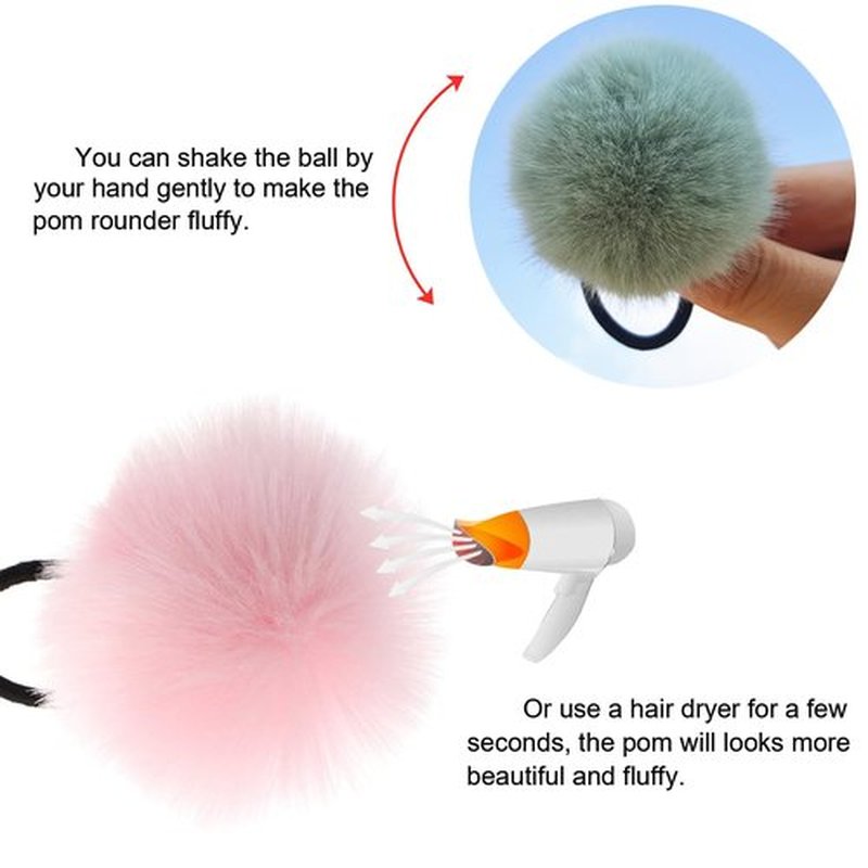 BlueZOO 16Pcs Pom Pom Hair Ties Big Fluffy Ball Scrunchies for Women Girls Teens Kids, Very Stretchy Thick Hair Bands No Damage No Pull Pigtail Ponytail Holders, 16 Colors, 1.5inch Diameter Ropes