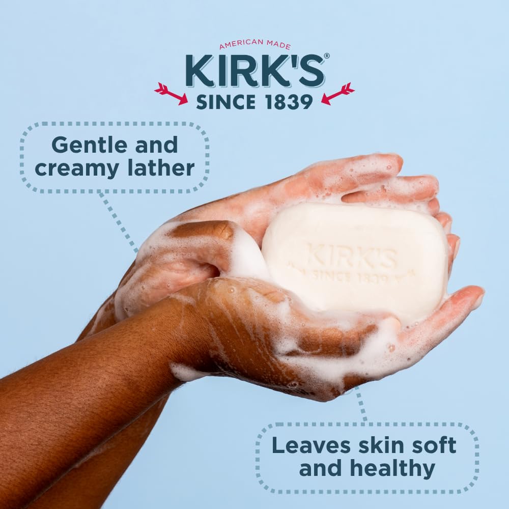Kirk's Castile Bar Soap, Lavender & Vanilla - Clinically Tested, Safe for Sensitive Skin with Coconut Oil, Vegan and Non-GMO - 4 oz Bars, 6 Pack
