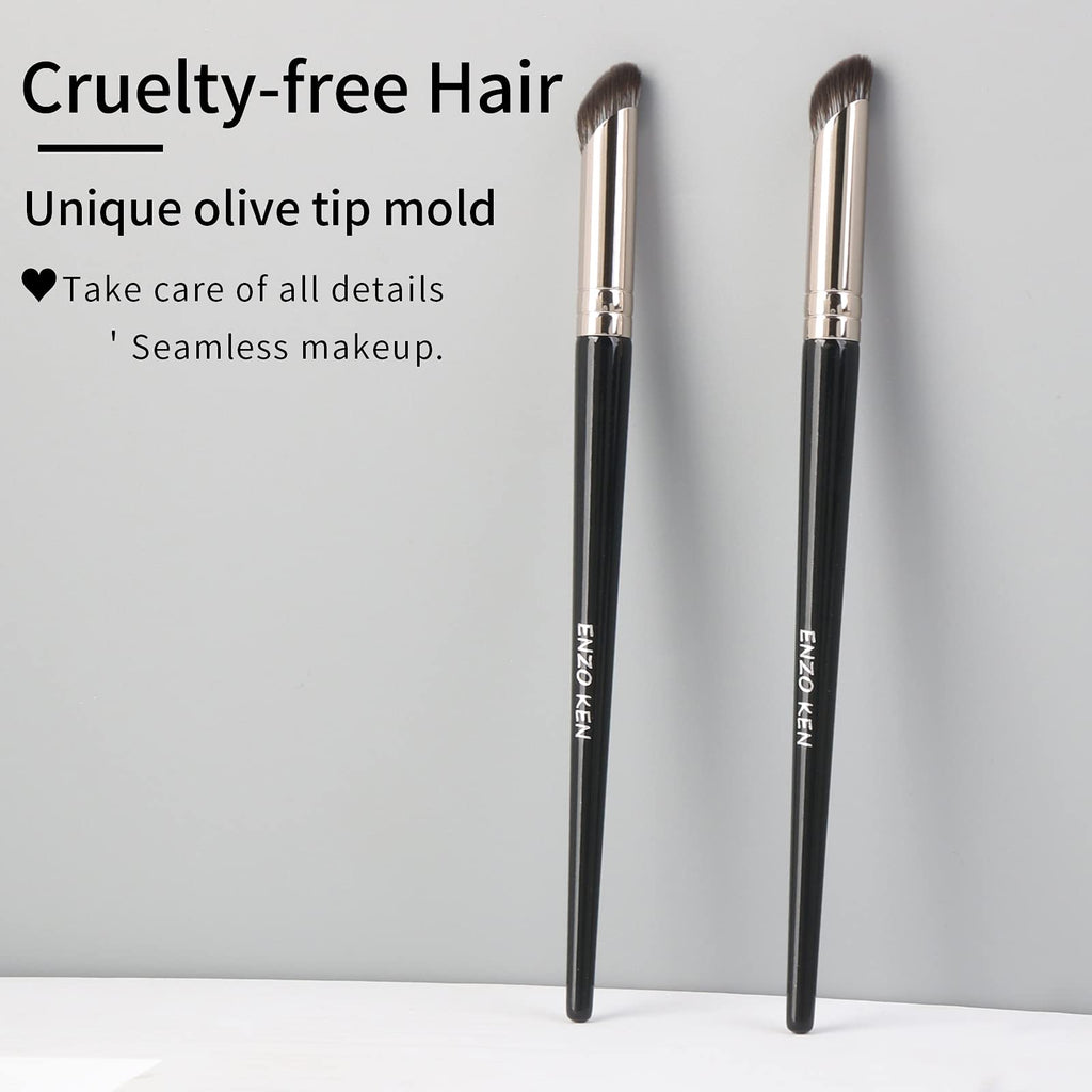 ENZO KEN Eyeshadow Brush, Angled Concealer Brush Under Eye, Small Nose Contour Brush, Flat Eyebrow Brush, Eyeliner Brush