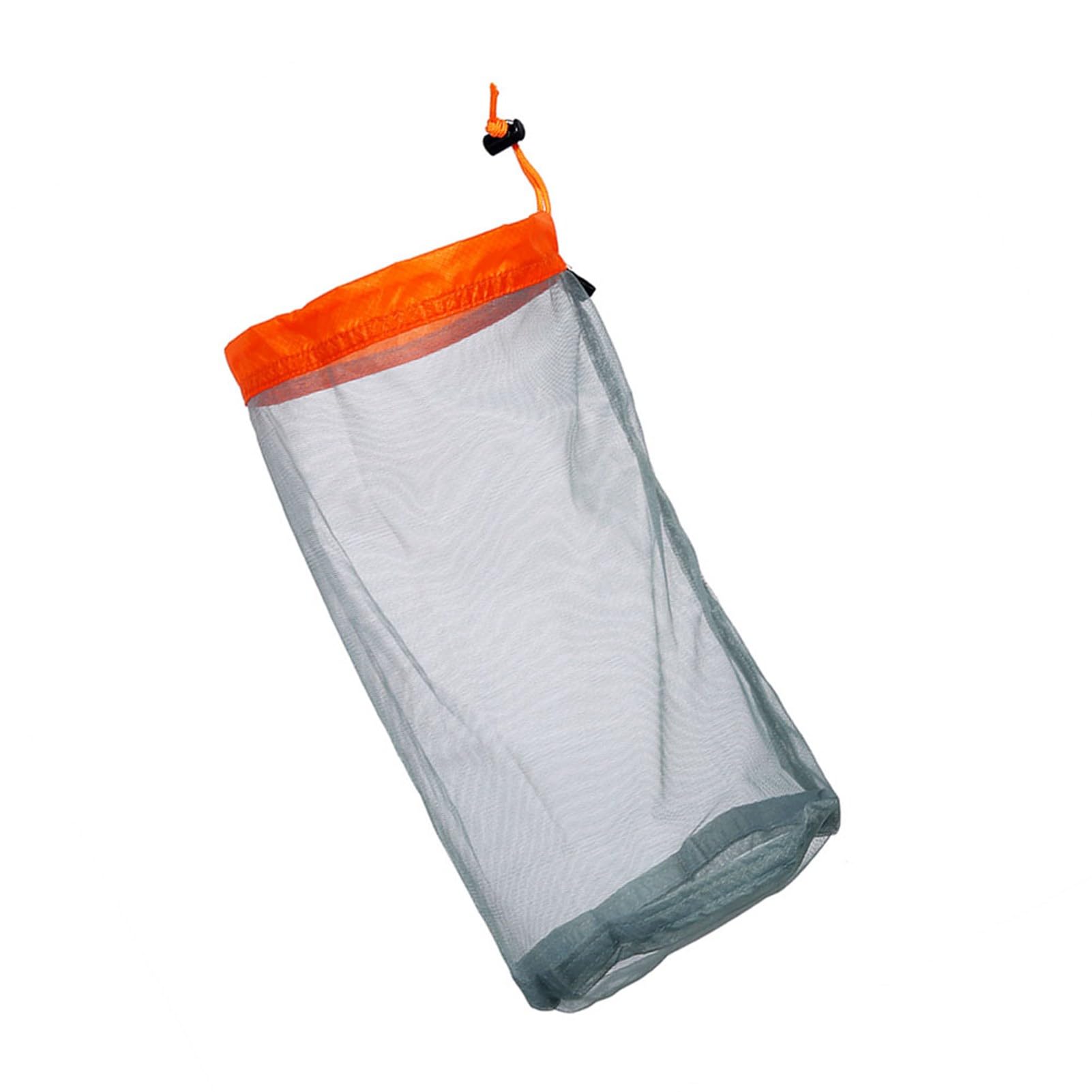 FILFEEL Mesh Stuff Sack Light Weight Nylon Mesh Drawstring Storage Bag for Travelling Hiking Camping Stuff Storage(Orange M)