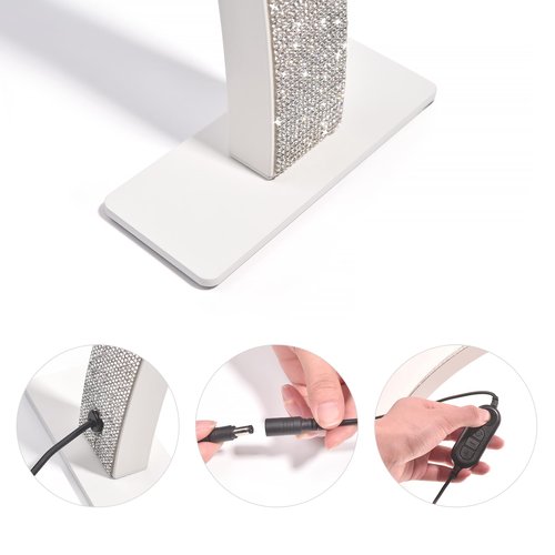 KADS Half Moon Nail & Lash Light - 29In Wide Desk Lamp, 3 Color Temperatures 3000k-6500k, White