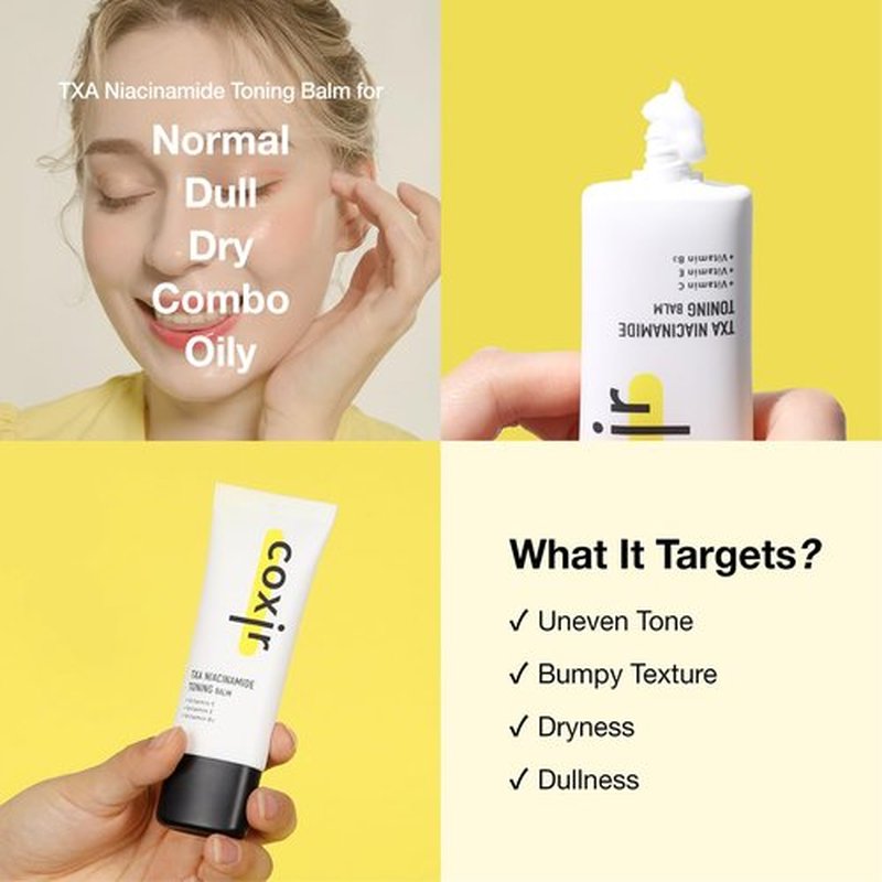 coxir TXA Niacinamide Toning Balm –4% Niacinamide+3% Tranexamic Acid | Clinically Tested, No Irritation |Uneven Tone Care | Mild Deep Hydration Cream with Squalane | Korean Skincare 40ml1.35 fl.oz]