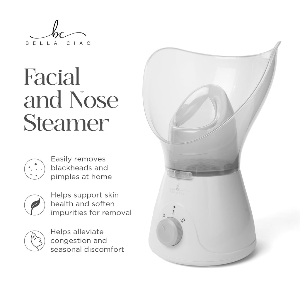 Bella Ciao Face Steamer, 11 Pc Facial Kit, Home Spa Kit, Gray/White