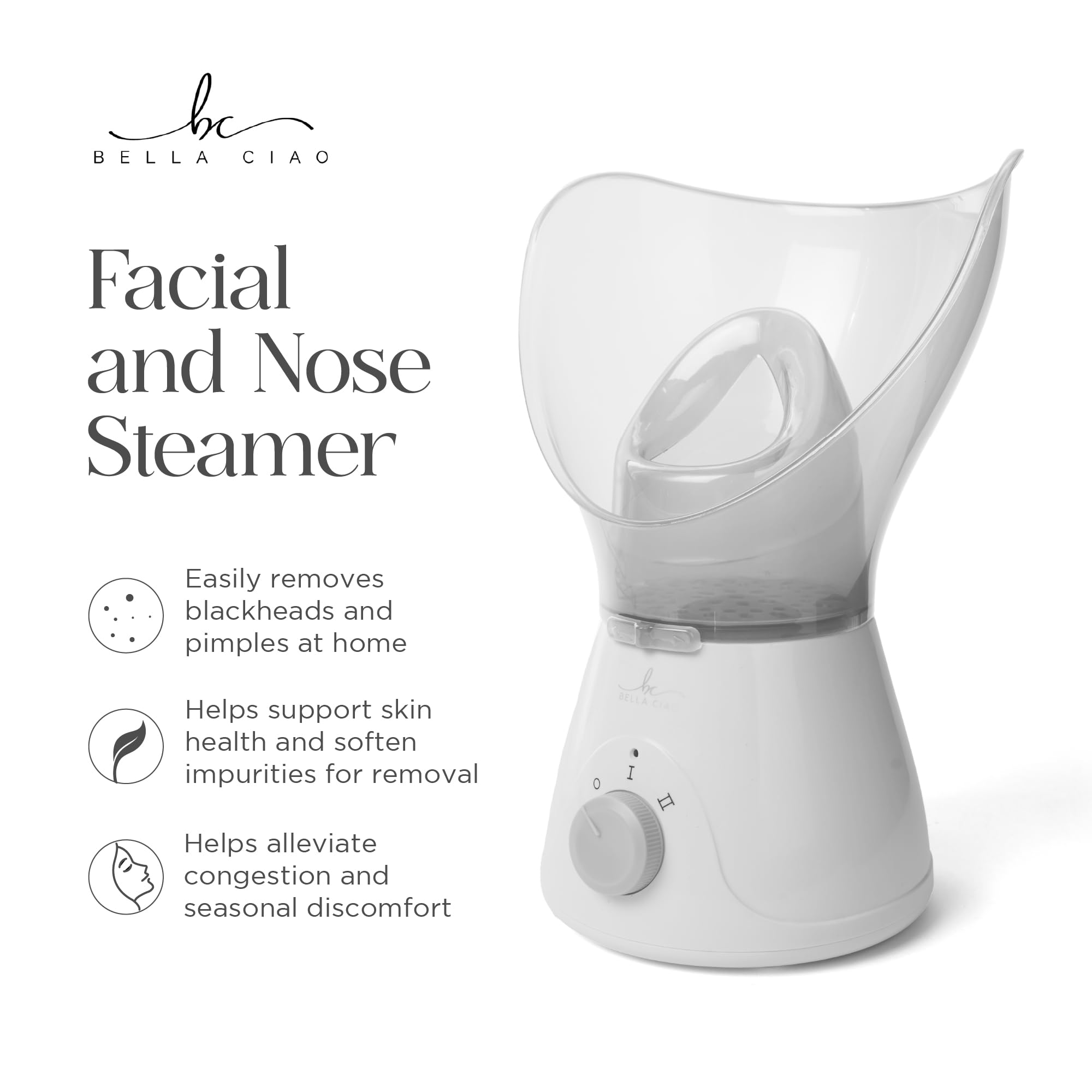 Bella Ciao Face Steamer, 11 Pc Facial Kit, Home Spa Kit, Gray/White