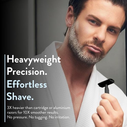 Rockwell Razors 6S Adjustable Black Stainless Steel Safety Razor - Custom Shaves for Men & Women | 6 Settings, 5 Recyclable Blades