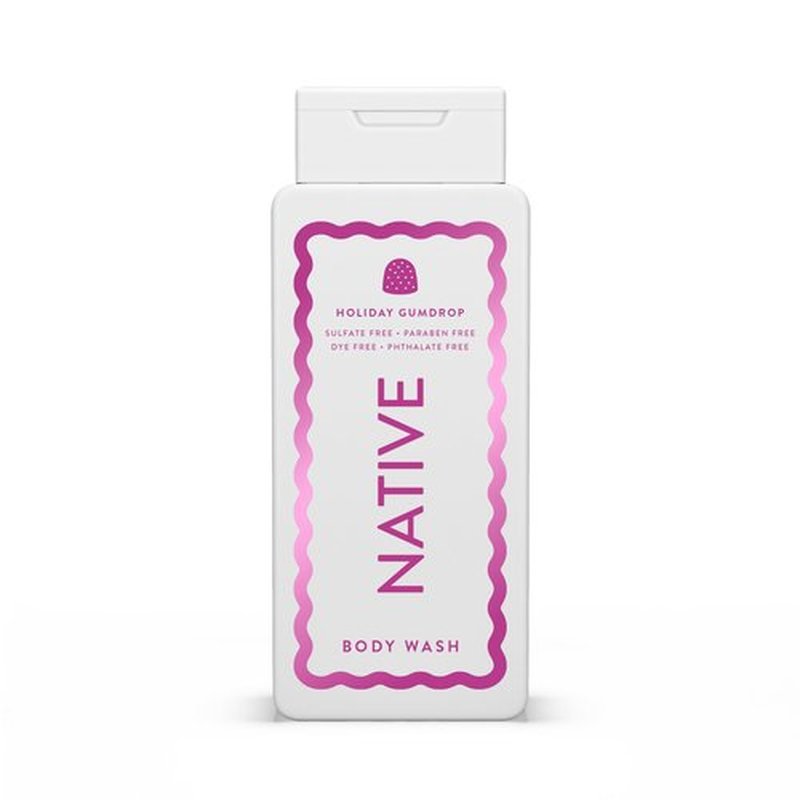 Native Body Wash, Holiday Edition, Holiday Gumdrop Scent, Contains Naturally Derived Ingredients | For Women & Men, Sulfate, Paraben, & Dye Free Leaving Skin Soft and Hydrated | 18 oz
