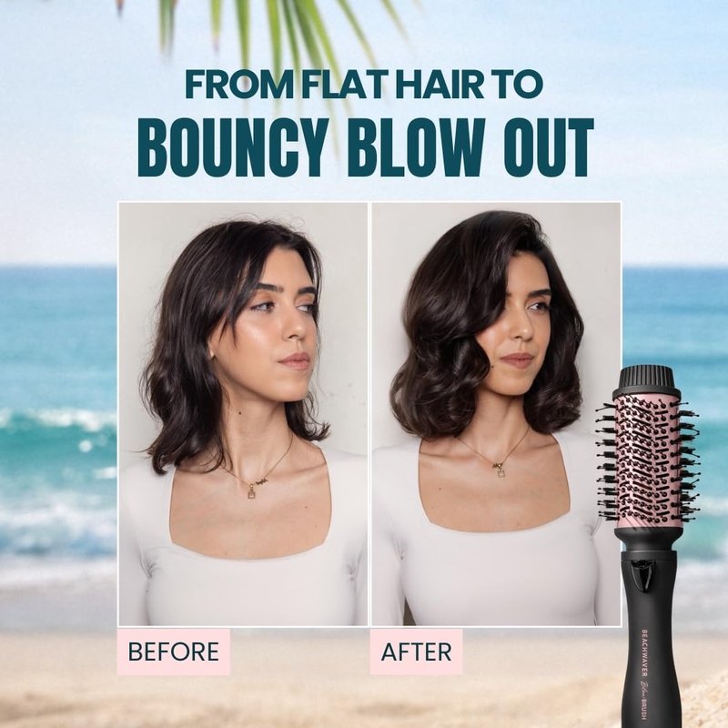 Beachwaver Co. Blow Brush - Midnight Rose | Versatile Blow-Dry Brush for All Hair Types | 2 Speeds, 4 Heat Settings, 4 Attachments