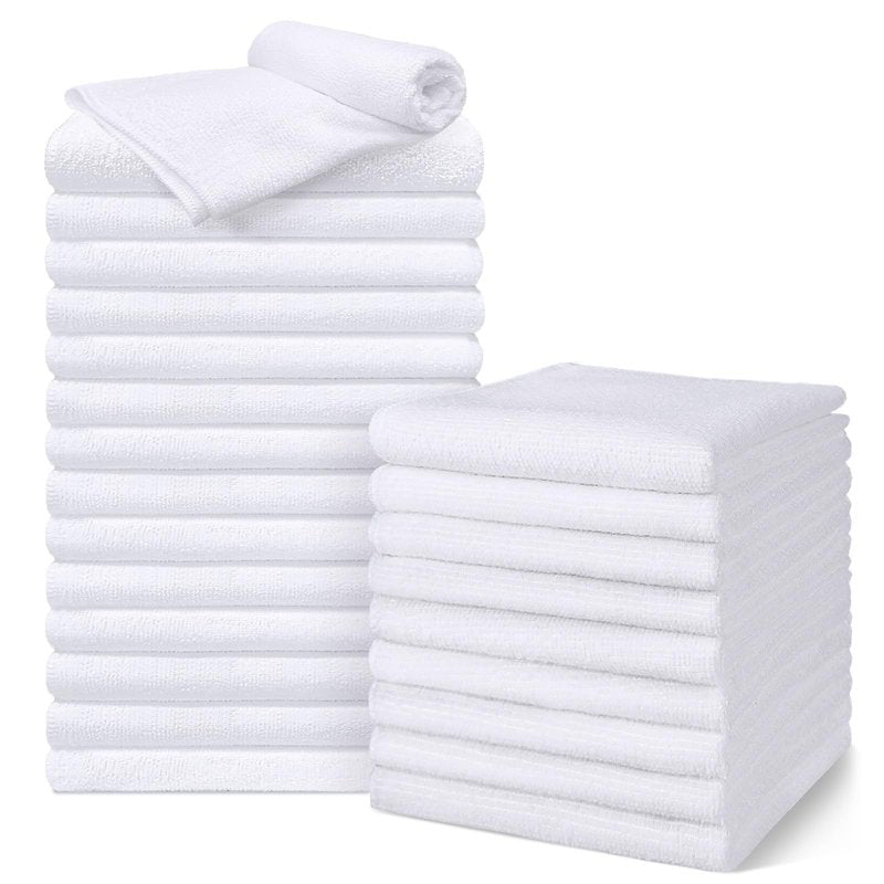 UNIMADE Salon Towels 24 Pack, Super Soft Microfiber Hand Towel, Highly Absorbent Hair-Drying Cloth for Gym, Bath, Spa Use and Home Beauty Care - White (16x29 inch)