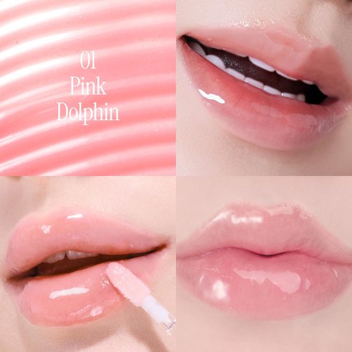 LOVB LOVB Crystal Dewy Lip Gloss | Lightweight & Non-Sticky | High-Shine & Long-Lasting | Hydrating Korean Lip Care Gloss | 0.17 oz. (01 PINK DOLPHIN)