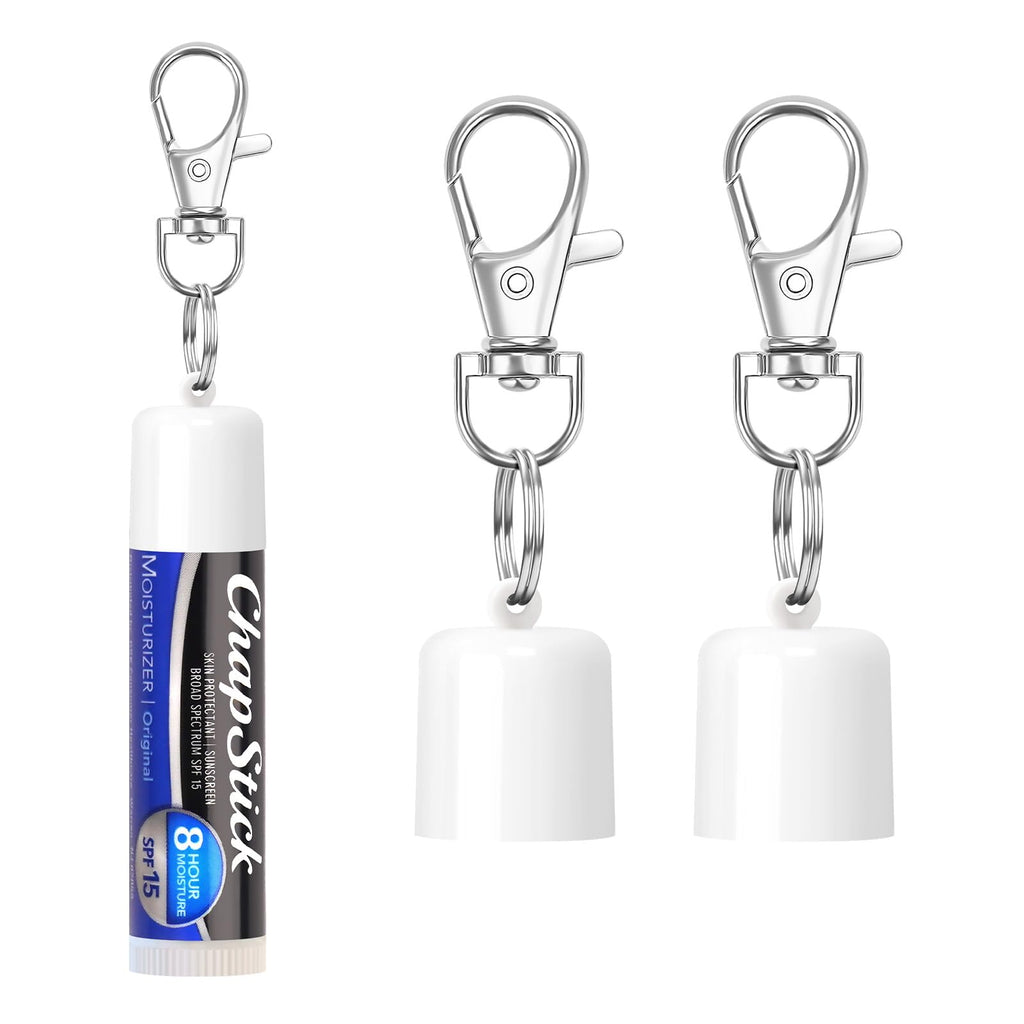 Rolitwils Chapstick Holder Keychain 2 Pcs - Lip Balm Holder for ChapStick Original 0.15oz - Lip Balm Holder with Secure Metal Keyring for Cute Women Gifts/Backpack Accessories