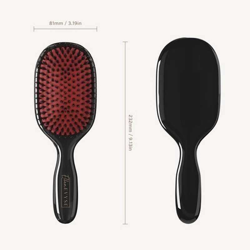 Ellen Evyse Boar Bristle Hair Brush, Nylon Pins and Soft Boar Bristles for Smoothing, Detangling, Reducing Breakage and Enhancing Shine, Hairbrush for Women,Men