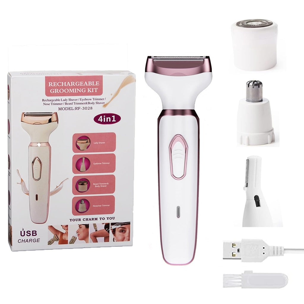 iKakocus Electric Razors for Women Bikini Shaver for Women 4 in 1 Trimmer, Razors for Shaving Pubic Hair Remover, Painless & Safety for Pubic Body Facial Hair Removal, USB Rechargeable