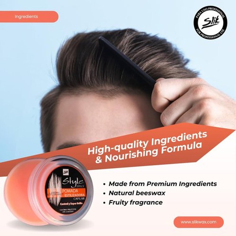 SLIK Hair Styling Pomade 100g / 3.5oz - Strong Frizz Control, Wet Hair Effect, Fruity Smell, Easy Wash Out for Men Women, Teens, and Kids
