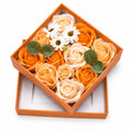 Ideal Swan Rose Bath Soap - Flower Floral Scented Rose Soap Petals in Flower Box, Transparent Window for Women Plant Essential Oil Set for Birthday Valentine’s Christmas （Orange）