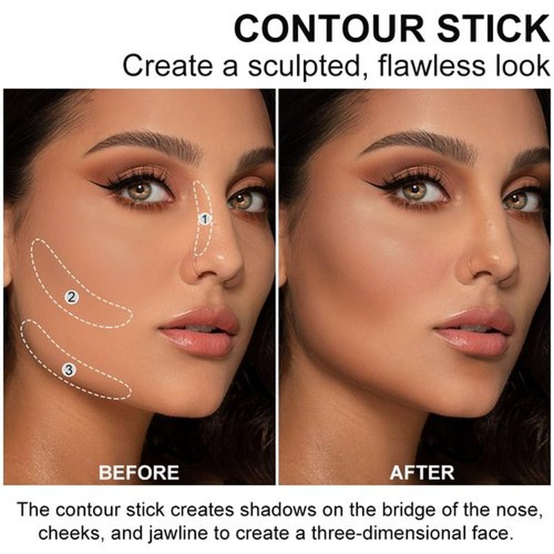 Skiennix Cream Bronzer Stick - Multi-Use Contour Wand for Easy Face Shaping | Longwear, Waterproof, Matte Finish (#22, 1PC)