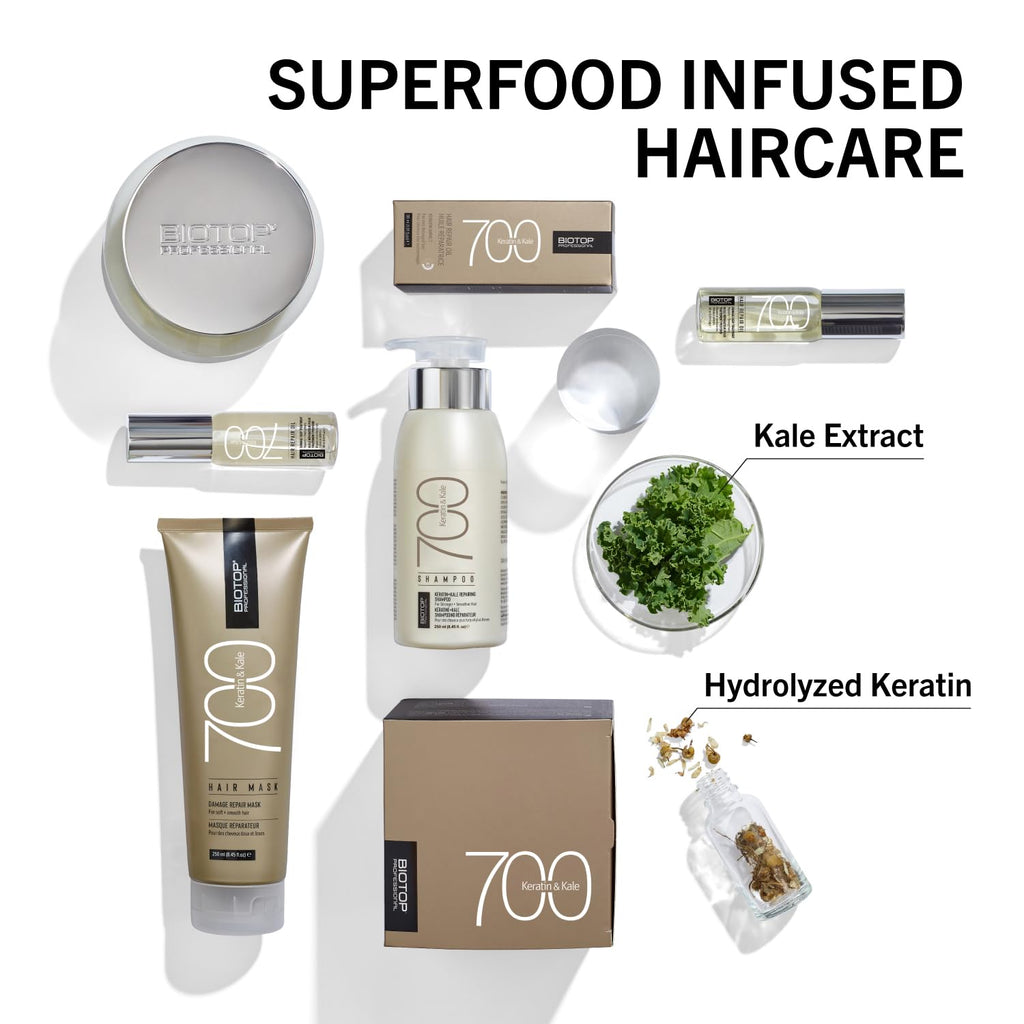 Biotop Professional 700 Keratin and Kale Silky Touch - Hair Styling Cream for Extra Shine & Polish - Flyaway Tamer - Frizz Control For All Hair Types - 4.05 Fl Oz