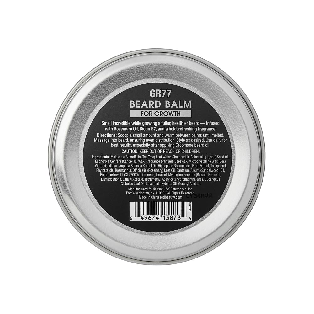 Red by Kiss Groomane Beard Balm, Soften & Tame, Light Hold, Promotes Full, Healthy Look Beard Strengthen Facial Hair, Reduce Breakage