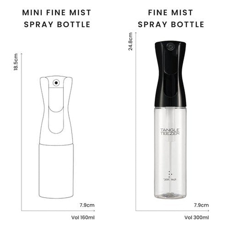 TANGLE TEEZER Fine Mist Spray Bottle - Reusable & Refillable for Hair Detangling | 10.1 oz, Black