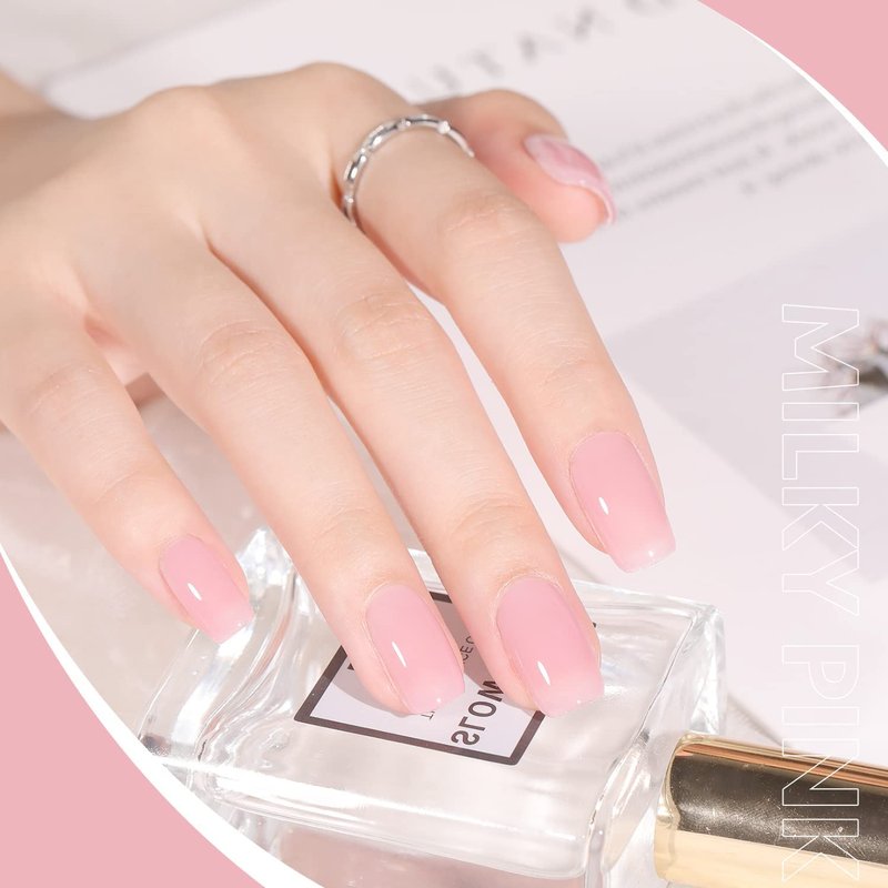 Vishine Jelly Gel Nail Polish Collection Sheer Nude Pink Gel Polish Crystal Transparent Gel Polish Kit Nail Art Varnish Manicure Set 8ML 4PCS