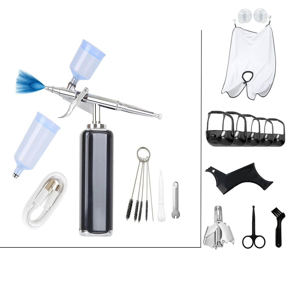 YRHOT Cordless Barber Air Compressor - Airbrush Kit with Compressor, Auto Spray Gun for Precise Hairlines, Beard Paint & Grooming, Salon-Quality Results at Home.