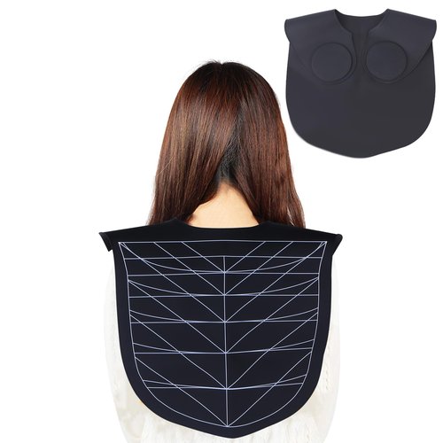 Hair Cutting Collar with Guidelines – Waterproof Silicone Cutting Cape & Weighted Neck Wrap for Hair Stylist, Barber Shop, Salon & Home Use – Large Haircut Mat for Precise Styling - Black