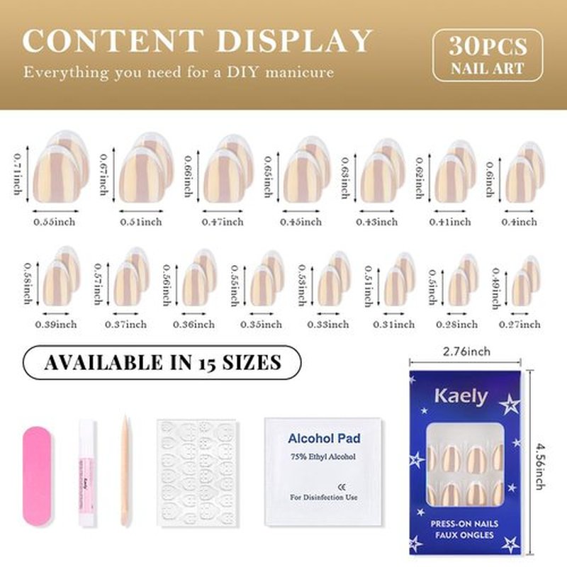 evpct French Tip Press On Nails Short Round Oval, Nude + Wihte Tips, Chrome Glazed Short Round Oval Fake False Press on Nails, Reusable Soft Gel Stick on nail Press ons with Nail Kit, Salon Quality