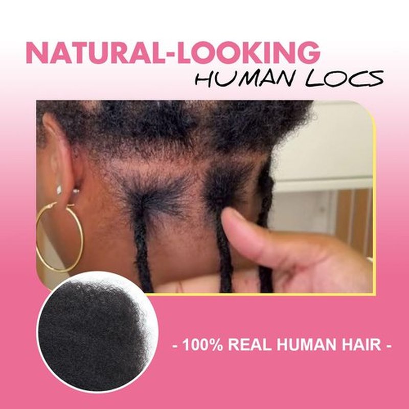 Lounoke Loc Extensions Human Hair, 8 Inch 0.6cm Pencle Size Dreadlock Extensions Human Hair for Women Men Full Handmade Permanent Dreads Locs(Natural Black 40 Strands)