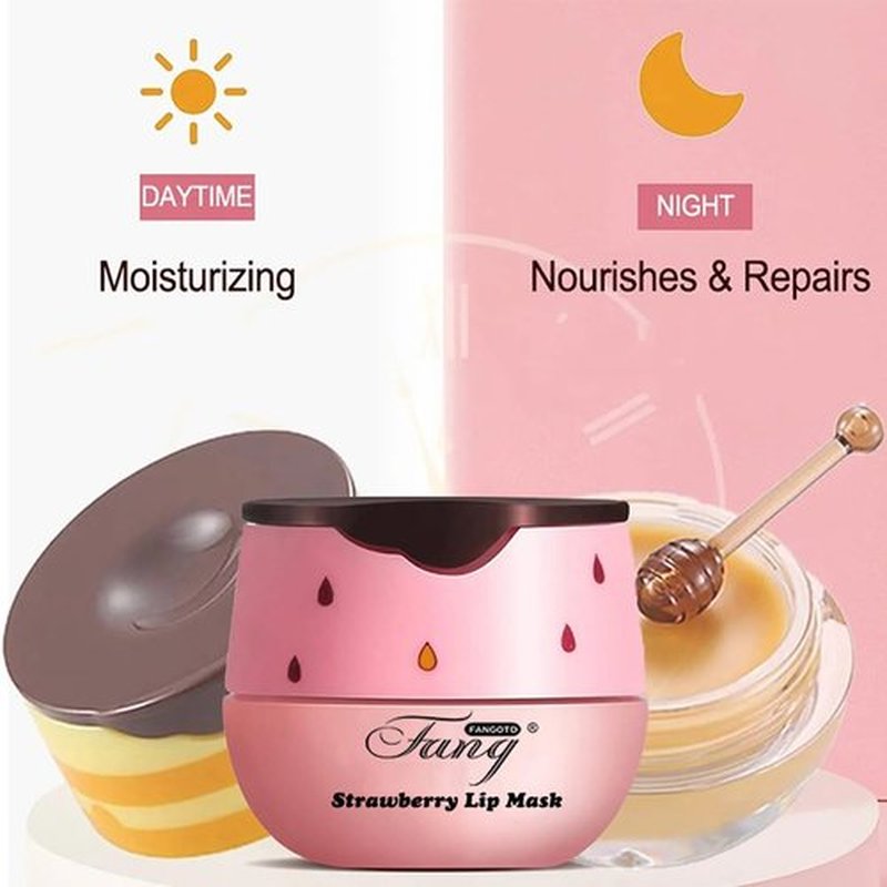 4 PCS Bee Lip Balm Honey Pot,Lip Mask Propolis Moisturizing,Prevention Dry and Cracked Lip Scrubs Exfoliator Lip Wrinkle Skin Care Products (Honey & Cherry & Mint & Strawberry)