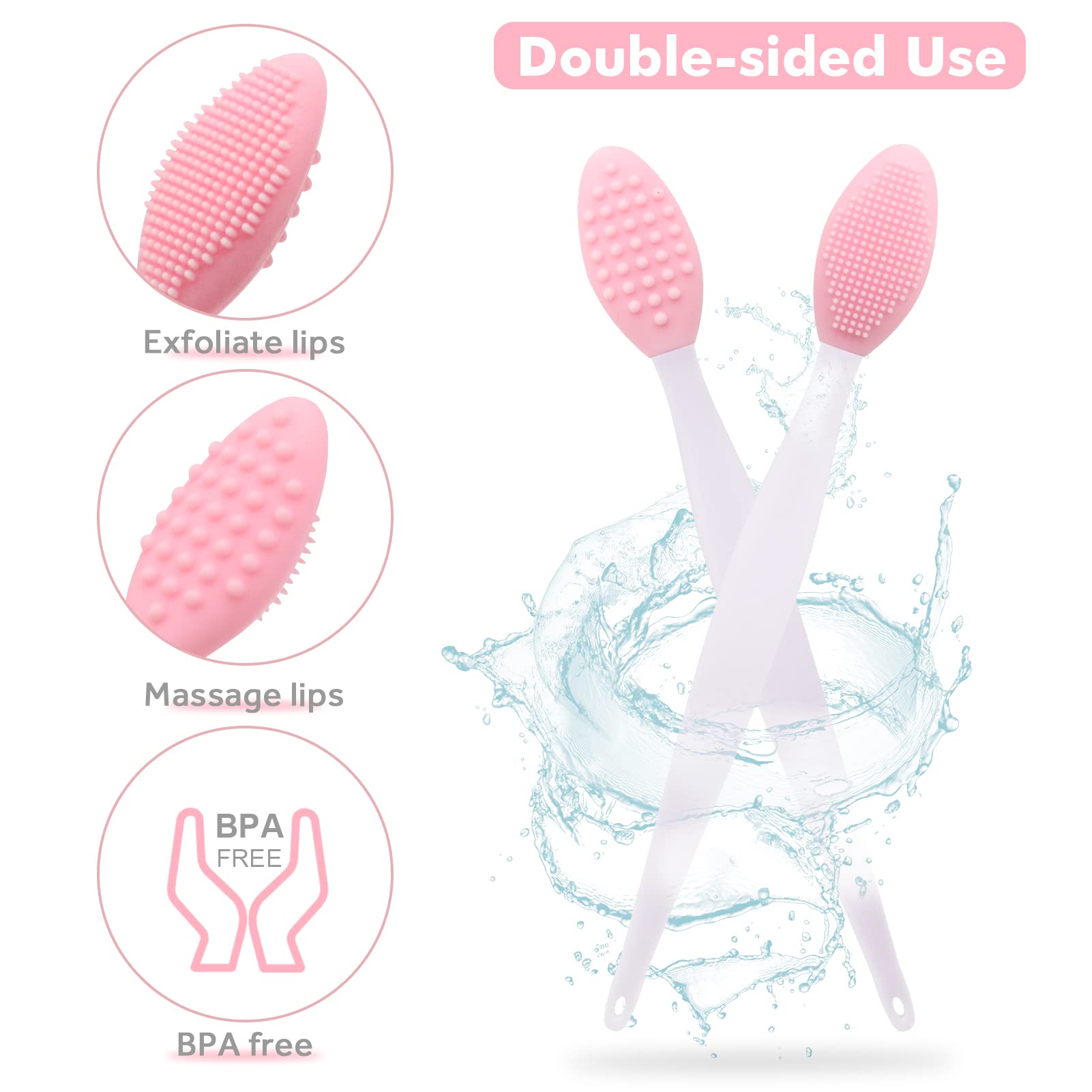 Lip Scrub Tool Silicone Lip Brush Exfoliating Double-Sided Lip Scrubber Tool for a Smoother and Fuller Appearance,Cleaner (6 Colors,6 PCS)