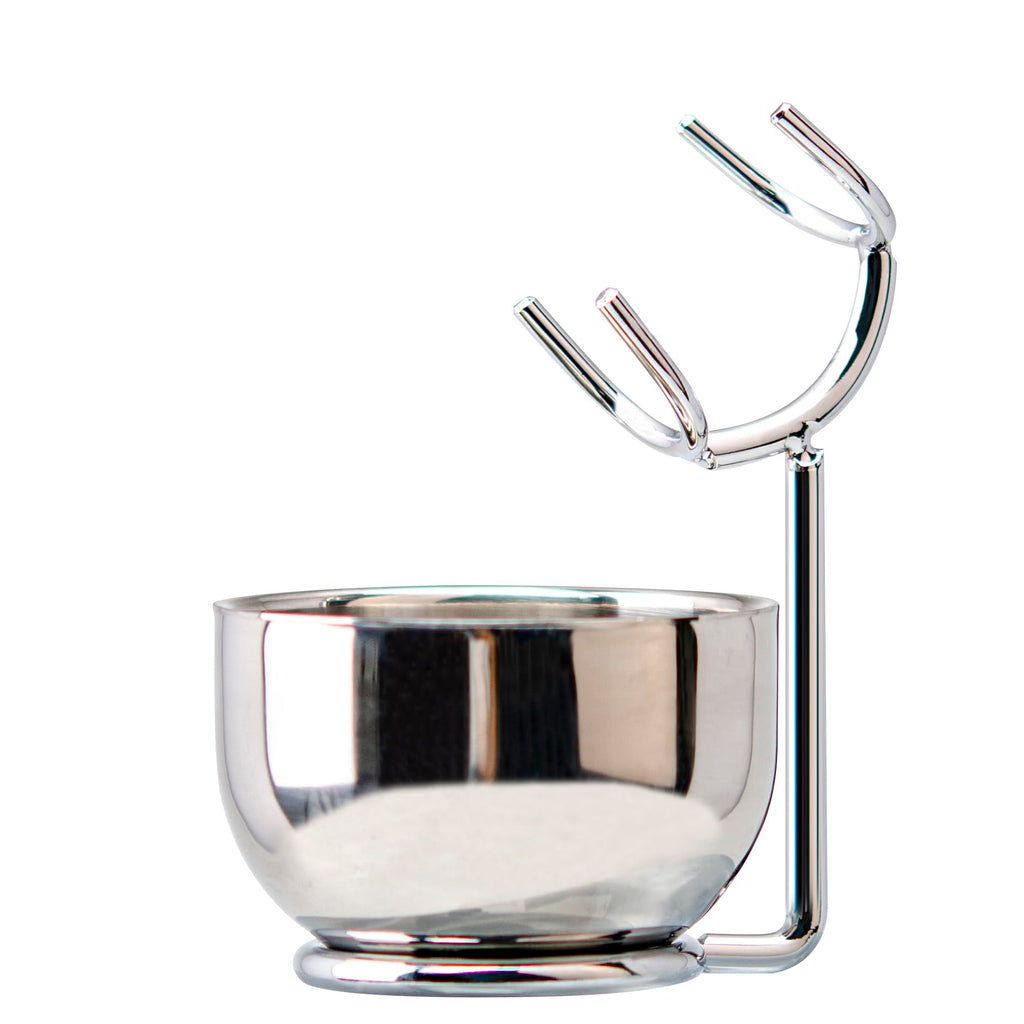 Grandslam Shaving Brush and Bowl Kit for Men, 3 in 1 Shaving Brush Set, Stainless Steel Shaving Bowl and Stand, Shaving Brush, Shaving Kit for Men, Silver