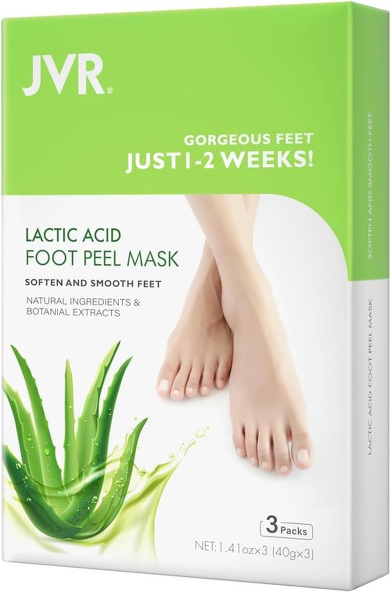 JVR Foot Peel Mask - 3 Pairs - Exfoliating Peeling Callus Remover, Repairs Cracked Heels & Dry Skin, for Smoother and Softer Feet (Aloe Vera)