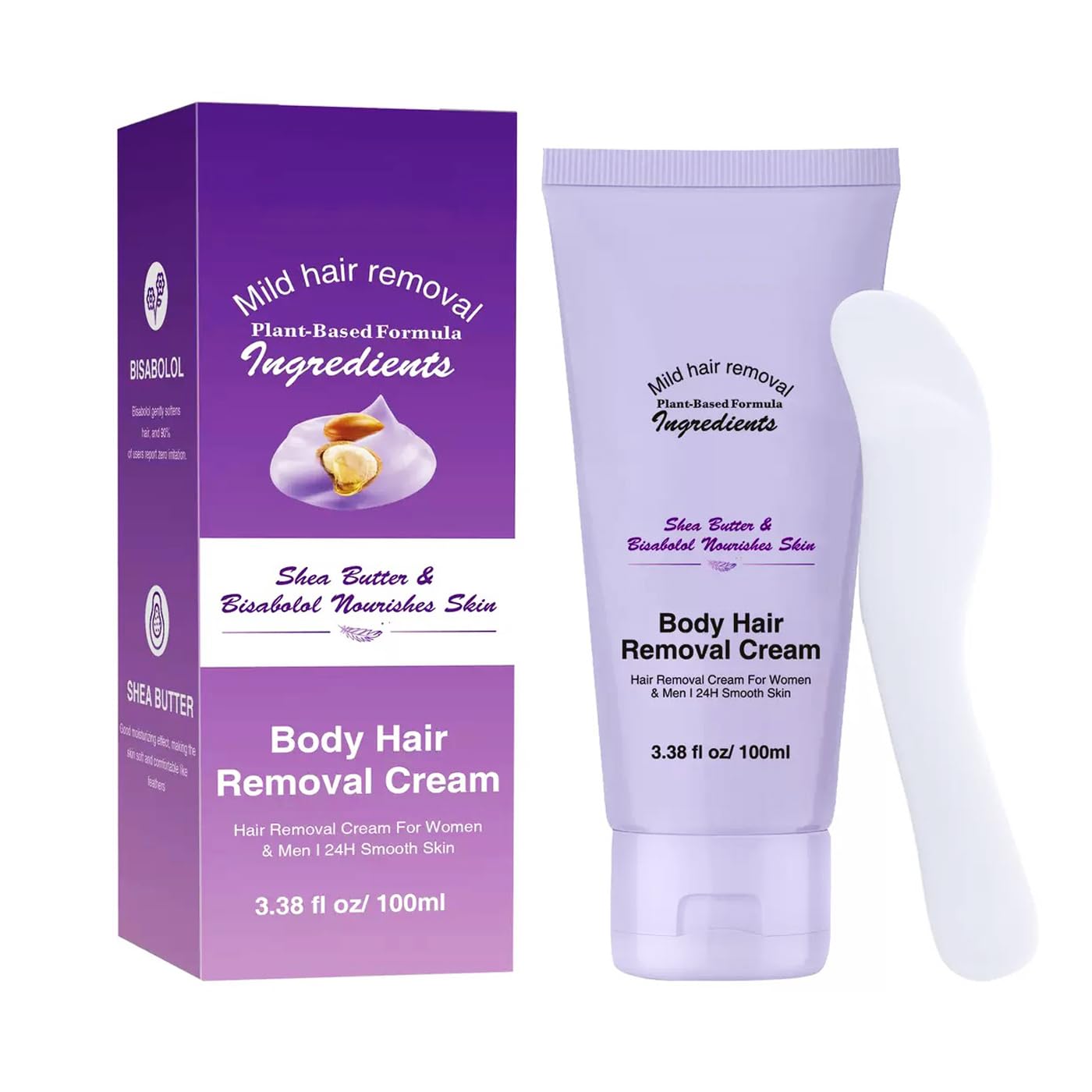 Body Hair Removal Cream with Spatula - Painless & Gentle Depilatory Cream