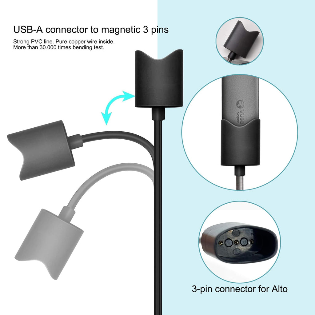 QKCOK Magnetic USB Wall Charger fit for Alto Charging Cable Accessories USB 2.0 Plug Cord Compatible with VUSE Alto