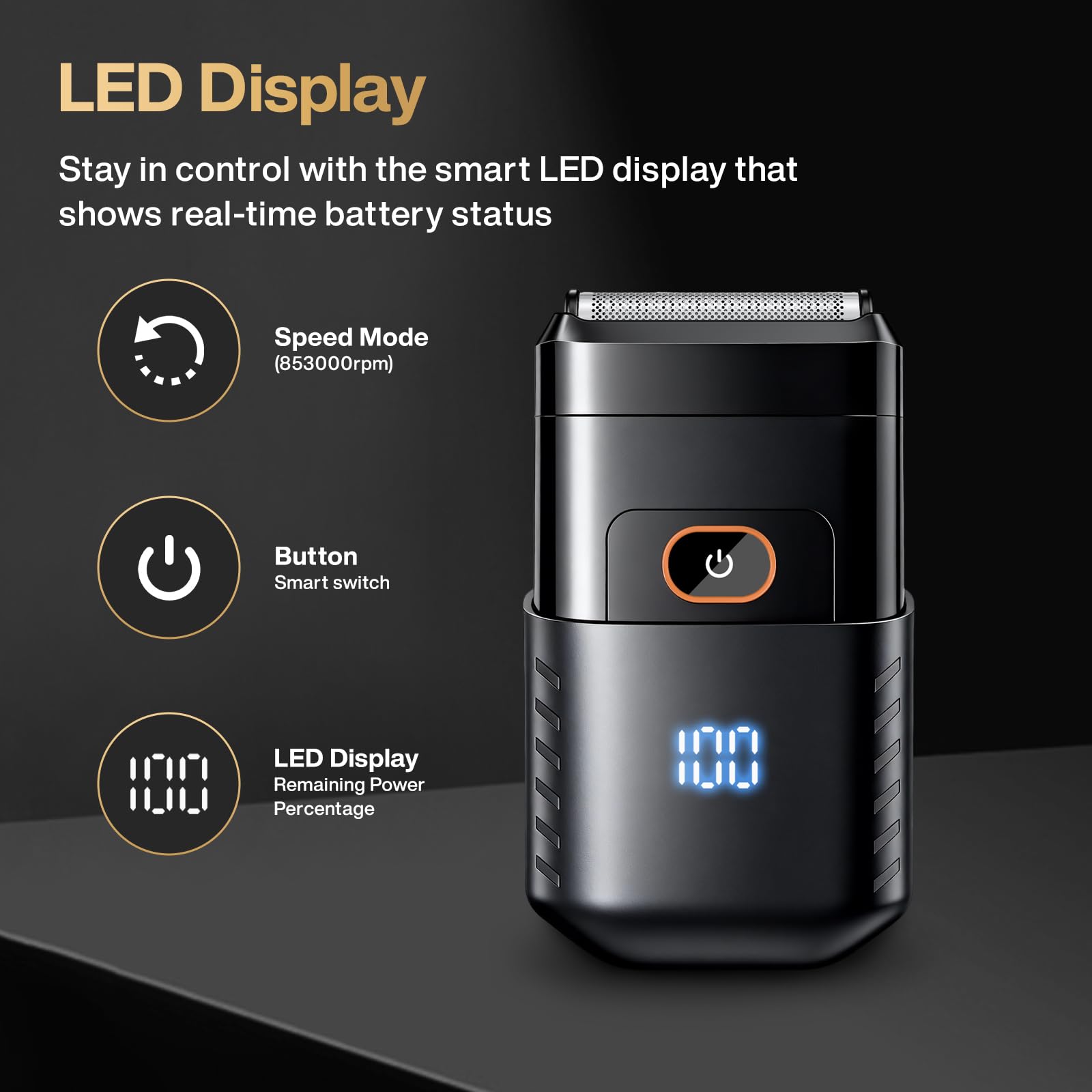 Electric Razor for Men, Foil Shaver and Beard Trimmer | for Dry and Wet,Battery LED Display USB-C Fast Charge, IPX7 Waterproof Portable Travel Shaver