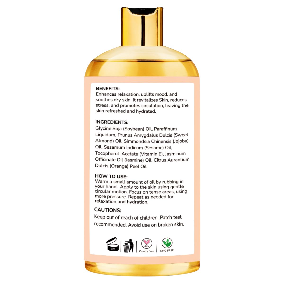 AROMATICO Massage Oil for Massage Therapy with Jasmine & Orange Essential Oils. Infused with Sesame, Almond & Jojoba Oils. Full Body Massage Oil for Mood Upliftment – 10 Fl Oz