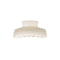 Emma Lily Cream Acetate Rectangle Hair Claw Clip with Pearl Beads - Secure Grip for Thin & Medium Hair, Ideal for Dinner Party Occasions, Gifts for Women