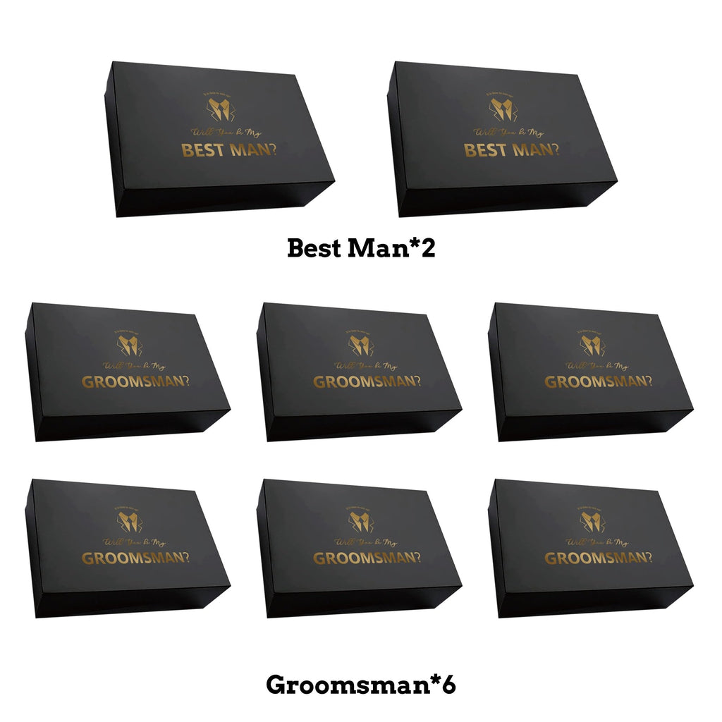 PartyGifts&beyond 8 Pcs Groomsmen Proposal Gift Box 6 Will You Be My Groomsman Gift Box and 2 Will You Be My Best Man Box(BK-B)