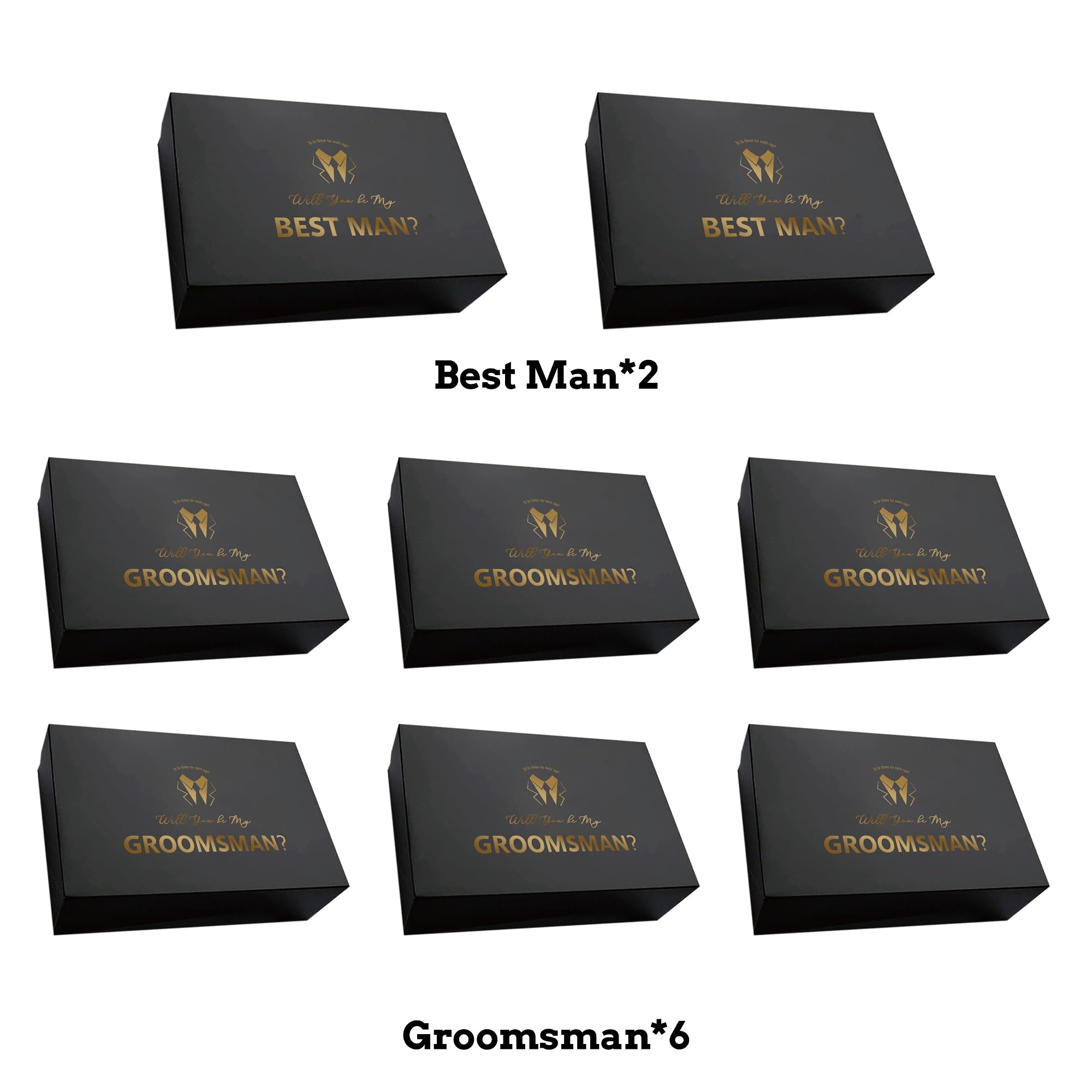 PartyGifts&beyond 8 Pcs Groomsmen Proposal Gift Box 6 Will You Be My Groomsman Gift Box and 2 Will You Be My Best Man Box(BK-B)