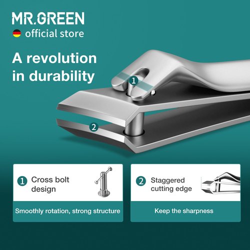 MR.GREEN Oblique Toenail Clipper Stainless Steel Pedicure Tools Good at Cutting Thick and Hard Nails Professional Ingrown Nail Cutter (Nail Clipper)