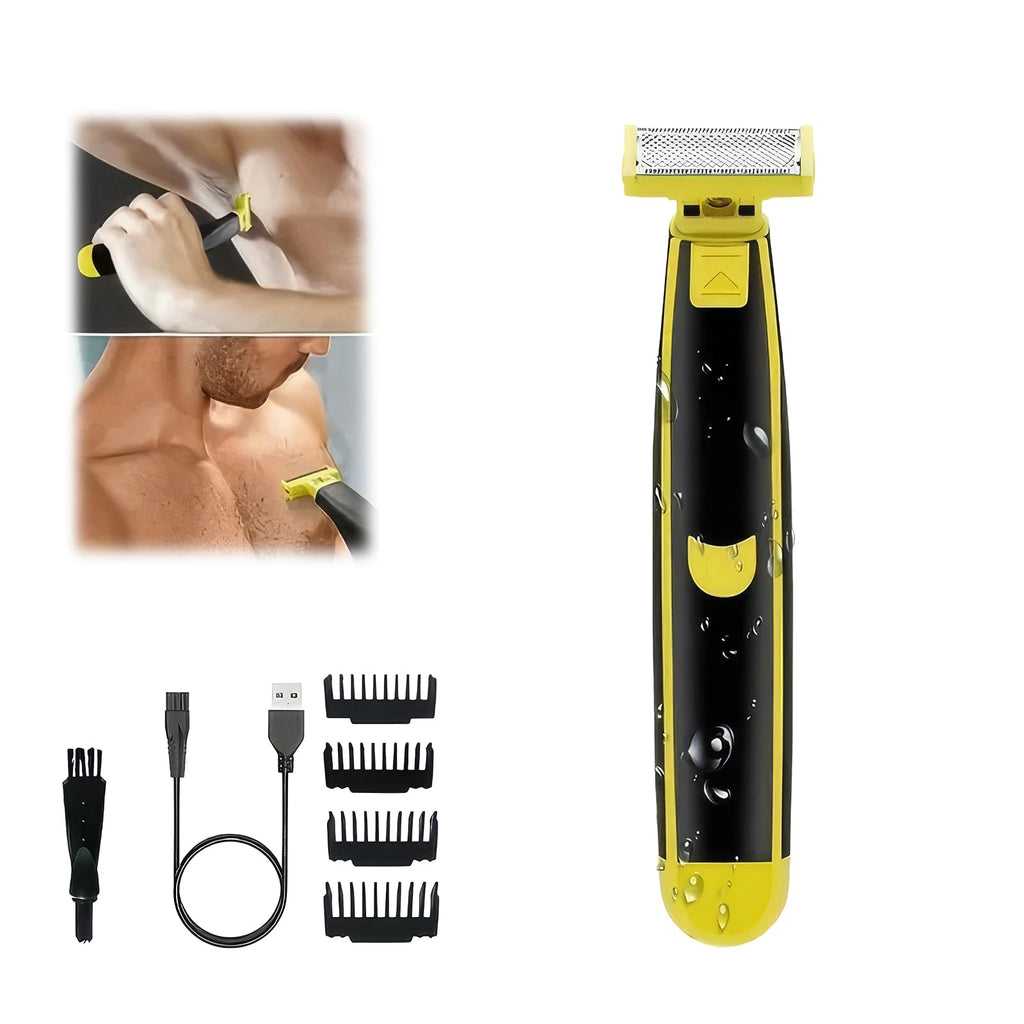 Men's Electric Shaver, Dual Blade Wet & Dry Razor, Full Body Washable, USB Rechargeable, 4 Precision Trimmer Heads for Beard, Facial, Body Grooming, Non-Slip and Durable, Great for Gift (1PCS)