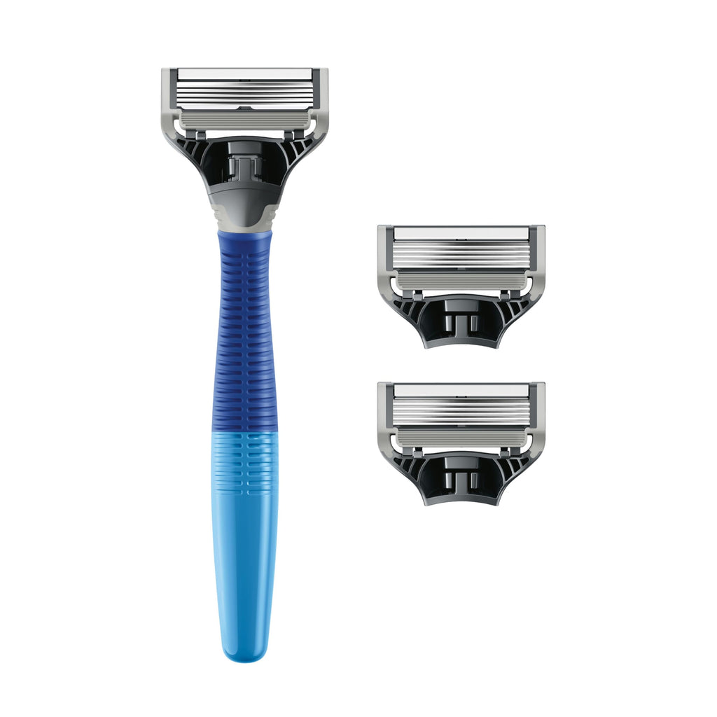 Harry's Original Shaving Kit for Men - Razor Handle and 3 Razor Blade Refill Cartridges - German Engineered - Ocean Blue