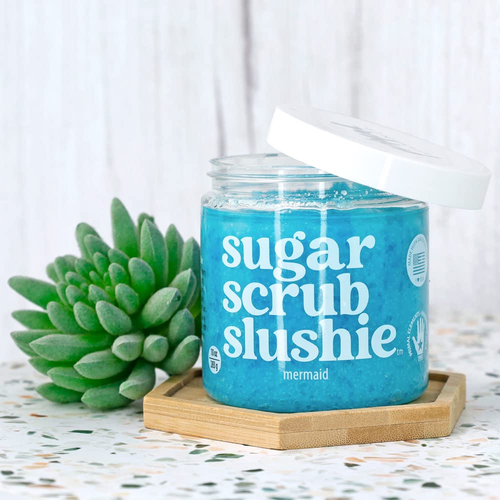 Primal Elements Sugar Scrub Slushie, Hydrate, Exfoliate, & Moisturizing Scrub for Hands, Body, and Face, (10 oz each) – Mermaid (Pack of 3)