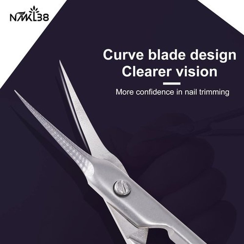 NMKL38 Inox Curved Blade Cuticle Tower Point Scissors Cuticle Nipper Pliers Dead Skin Remover Beauty Grooming Kit for Nail Eyebrow Eyelash