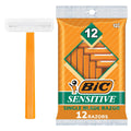 BIC Sensitive Disposable Razors for Men, Long-Lasting 1 Blade, 12 Count