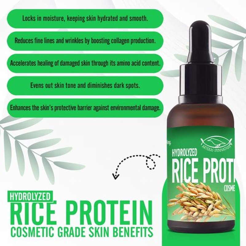 Artekas Innovation - HYDROLYZED Rice Protein - Liquid - 30g | 1oz - Cosmetic Grade - for Homemade Skin & Hair Care Preparations